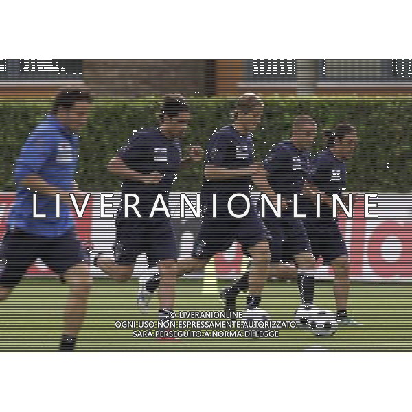 Raduno della Nazionale Italiana di Calcio a Coverciano 25/05/2008 nella foto Da sx. Alessandro Del Piero, Marco Borriello, Massimo Ambrosini, Fabio Cannavaro e Mauro german Camoranesi durante il primo giorno di allenamento ph bucco/Ag. Aldo Liverani Sas