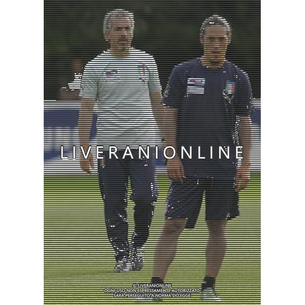 Raduno della Nazionale Italiana di Calcio a Coverciano 25/05/2008 nella foto roberto Donadoni e mauro german Camoranesi durante il primo giorno di allenamento ph bucco/Ag. Aldo Liverani Sas