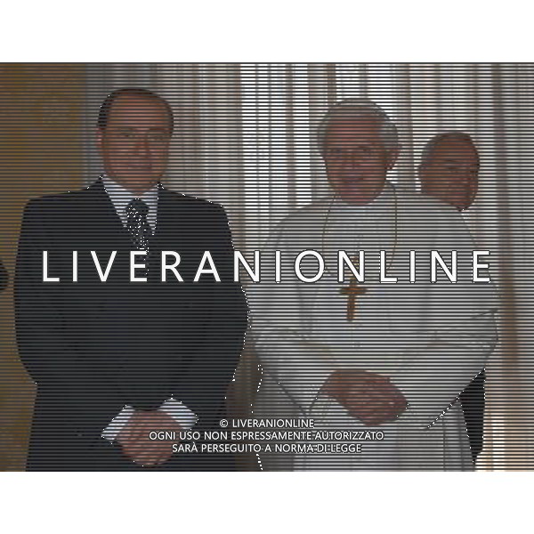 Citta\' del Vaticano 06 06 2008 Sua Santita\' Papa Benedetto XVI riceve in udienza il Presidente del Consiglio Silvio Berlusconi e il sottosegretario Gianni Letta. Flavio Ianniello / Vatican Pool/Ag. Aldo Liverani Sas