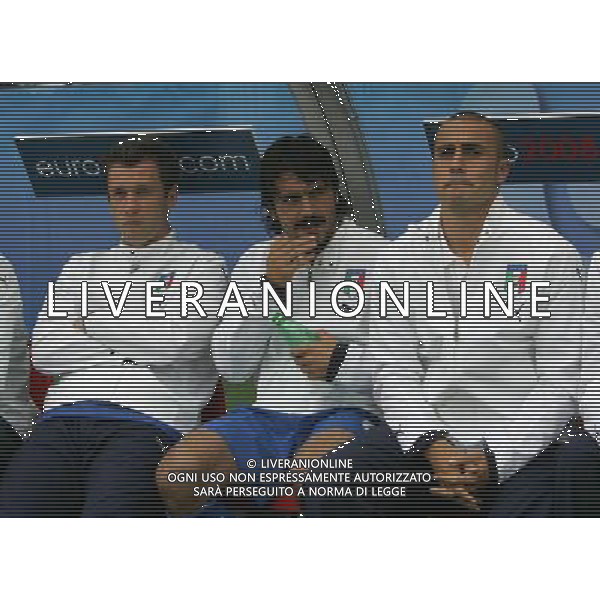 Italia - Romania 13/06/2008 Europei Zurigo nella foto antonio cassano, gennaro gattuso e fabio cannavaro in panchina ph luzzani/Ag. Aldo Liverani Sas