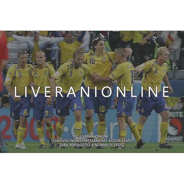 Svezia - Spagna 14/06/2008 Europei Innsbruck nella foto esultanza dopo il gol del pareggio di zlatan ibrahimovic ph luzzani/Ag. Aldo Liverani Sas