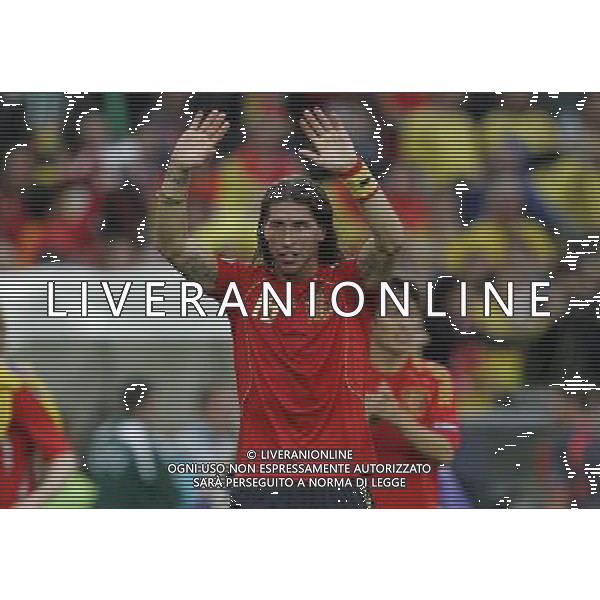 Innsbruck (AUT) 14-06-2008 Campionato europeoo calcio EURO2008 svezia-spagna 1:2 nella foto sergio ramos esulta a fine gara ph marco luzzani/ag aldo liverani s.p.a.