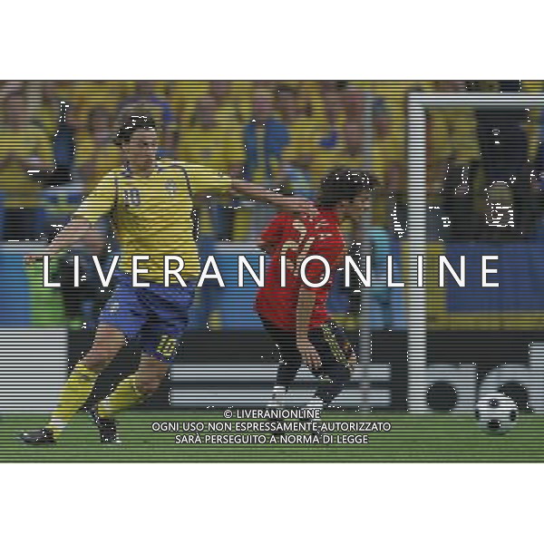 Innsbruck (AUT) 14-06-2008 Campionato europeoo calcio EURO2008 svezia-spagna 1:2 nella foto zlatan ibrahimovic e david silva ph marco luzzani/ag aldo liverani s.p.a.