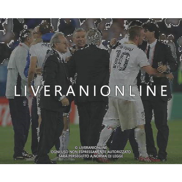 Francia - Italia 17/06/2008 Europei Zurigo nella foto abbracci esultanza dei giocatori italiani a fine gara - daniele de rossi, gigi riva, giancarlo abete e demetrio albertini ph luzzani/Ag. Aldo Liverani Sas