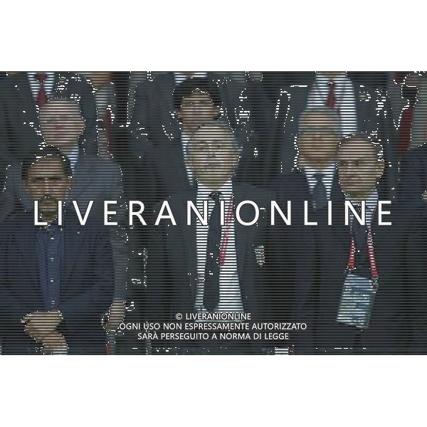 Spagna - Italia Europei 22/06/2008 Vienna nella foto demetrio Albertini, Antonio Matarrese, ignazio la russa, giancarlo abete e gianni petrucci in tribuna d\'onore durante l\'inno nazionale ph luzzani/Ag. Aldo Liverani Sas