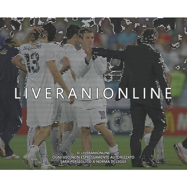 Spagna - Italia Europei 22/06/2008 Vienna nella foto la delusione dei giocatori italiani a fine gara - roberto donadoni saluta antonio cassano ph luzzani/Ag. Aldo Liverani Sas