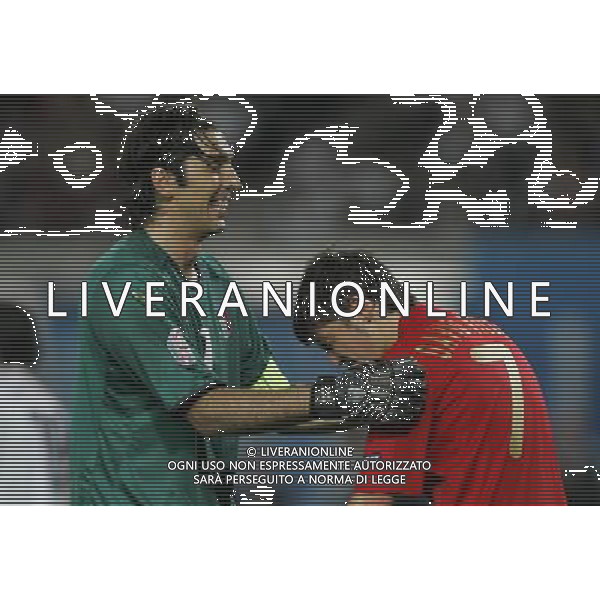 Vienna (AUT) 22-06-2008 Campionato europeo calcio EURO2008 quarto di finale spagna-italia nella foto gianluigi buffon e david villa ph marco luzzani/ag aldo liverani s.a.s.