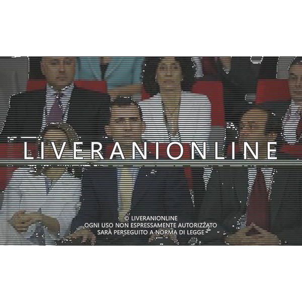 Russia - Spagna Semifinali Europei 26/06/2008 nella foto il Principe Felipe di Borbone di Spagna e la moglie Letizia Ortiz con Michel Platini in tribuna ph luzzani/Ag. Aldo Liverani Sas