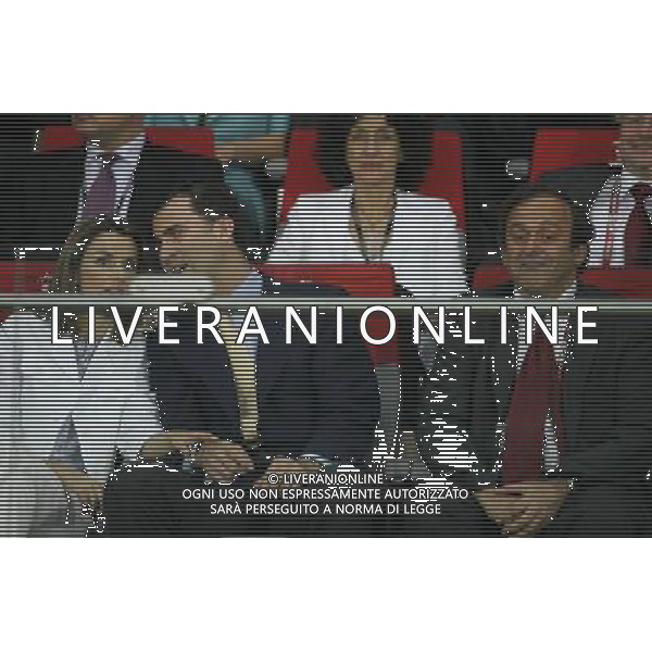 Russia - Spagna Semifinali Europei 26/06/2008 nella foto il Principe Felipe di Borbone di Spagna e la moglie Letizia Ortiz con Michel Platini in tribuna ph luzzani/Ag. Aldo Liverani Sas