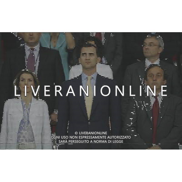 Russia - Spagna Semifinali Europei 26/06/2008 nella foto il Principe Felipe di Borbone di Spagna e la moglie Letizia Ortiz con Michel Platini in tribuna ph luzzani/Ag. Aldo Liverani Sas