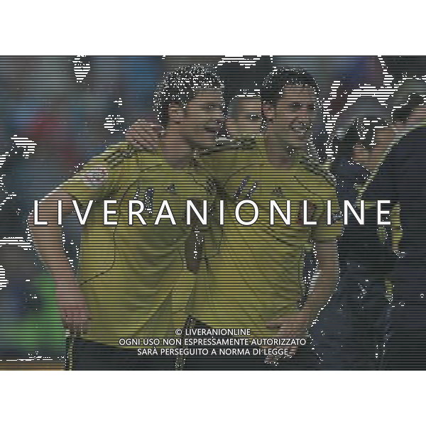 Russia - Spagna Semifinali Europei 26/06/2008 nella foto l\'esultanza dei giocatori della spagna a fine gara - xabi alonso e capdevila ph luzzani/Ag. Aldo Liverani Sas
