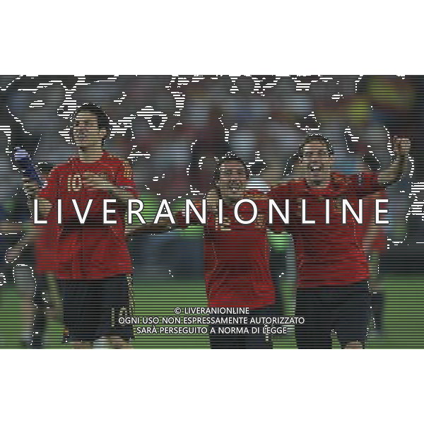 Germania - Spagna Finale Europei Vienna 29/06/2008 nella foto esultanza dei giocatori della spagna a fine gara - fabregas cazorla e fernando navarro ph luzzani/Ag. Aldo Liverani Sas