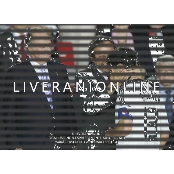 Germania - Spagna Finale Europei Vienna 29/06/2008 nella foto Re Juan Carlos e Michel Platini con michael ballack ph luzzani/Ag. Aldo Liverani Sas