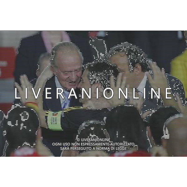 Germania - Spagna Finale Europei Vienna 29/06/2008 nella foto Re juan carlos si congratula con iker casillas - michel platini ph luzzani/Ag. Aldo Liverani Sas