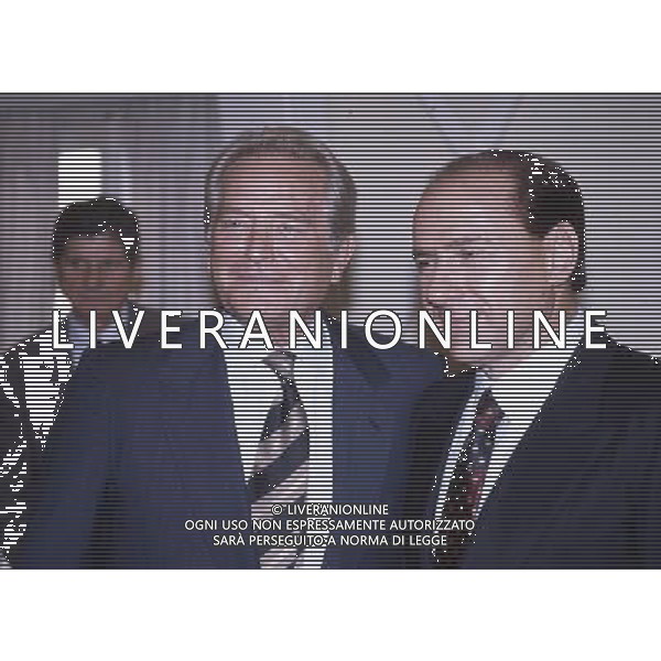GIAMPIERO BONIPERTI EX CALCIATORE CON SILVIO BERLUSCONI POLITICO ARCHIVIO AG. ALDO LIVERANI RETROSPETTIVA