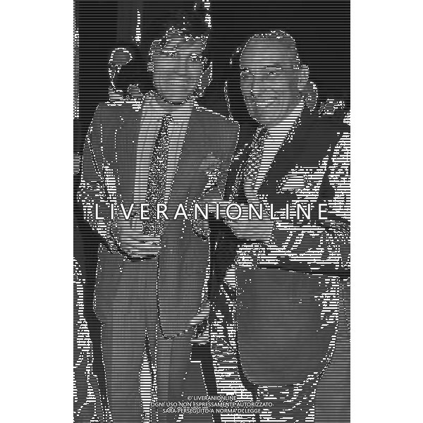 Dino Viola Presidente della Roma Calcio anni \'80 con Nino Benvenuti nel 1985 archivio ag. Aldo Liverani Sas retrospettiva