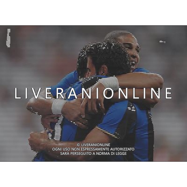 Trofeo Pirelli-Beckenbauer Cup Monaco - 05.08.2008 Bayern Monaco-Inter Nella Foto: ESULTANZA DI ALESSANDRO FAIOLHE AMANTINO MANCINI CON ADRIANO E FIGO /Ph.Vitez-Ag. Aldo Liverani