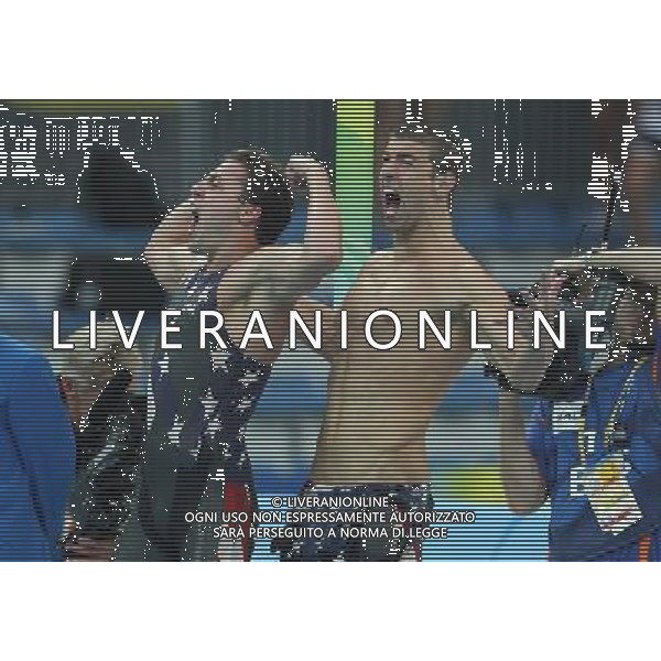 Pechino 11-08-2008 Giochi Olimpici Pechino Beijing 2008 finali nuoto nella foto michael phelps esulta ph marco luzzani/ag aldo liverani s.a.s.