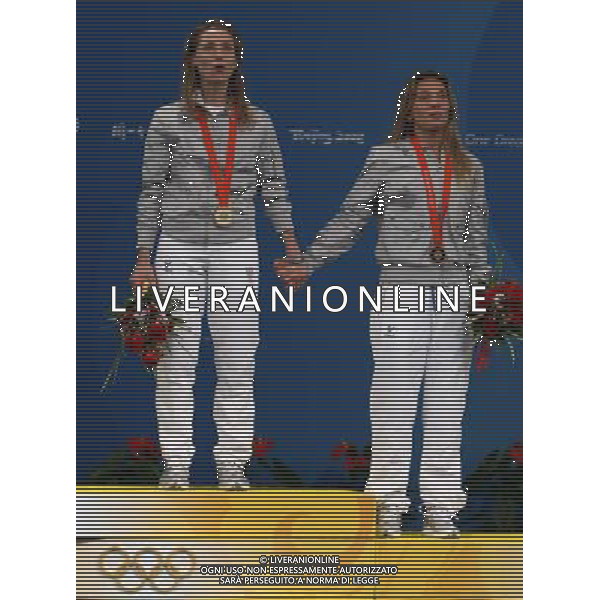 Pechino 11-08-2008 Giochi Olimpici Pechino Beijing 2008 fioretto donne individuale nella foto valentina vezzali (ITA) e margherita granbassi (ITA) bronzo ph marco luzzani/ag aldo liverani s.a.s.