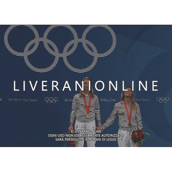 Pechino 11-08-2008 Giochi Olimpici Pechino Beijing 2008 fioretto donne individuale nella foto valentina vezzali (ITA) e margherita granbassi (ITA) bronzo ph marco luzzani/ag aldo liverani s.a.s.