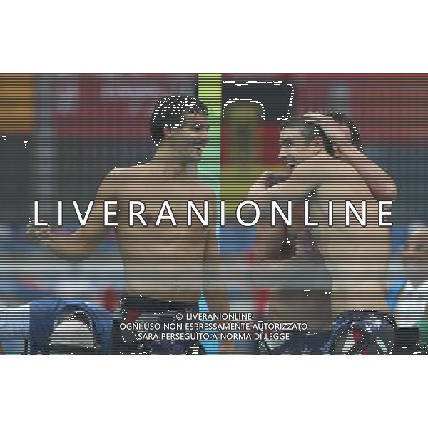Pechino 13-08-2008 Giochi Olimpici Pechino Beijing 2008 finali nuoto nella foto stati uniti staffetta Phelps michael, lochte ryan, berens ricky e vanderkaay peter oro 4 x 200 stile libero ph marco luzzani/ag aldo liverani s.a.s.