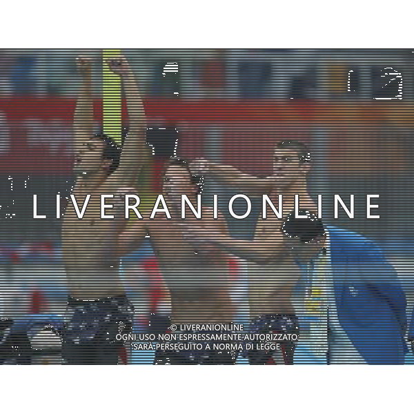 Pechino 13-08-2008 Giochi Olimpici Pechino Beijing 2008 finali nuoto nella foto stati uniti staffetta Phelps michael, lochte ryan, berens ricky e vanderkaay peter oro 4 x 200 stile libero ph marco luzzani/ag aldo liverani s.a.s.