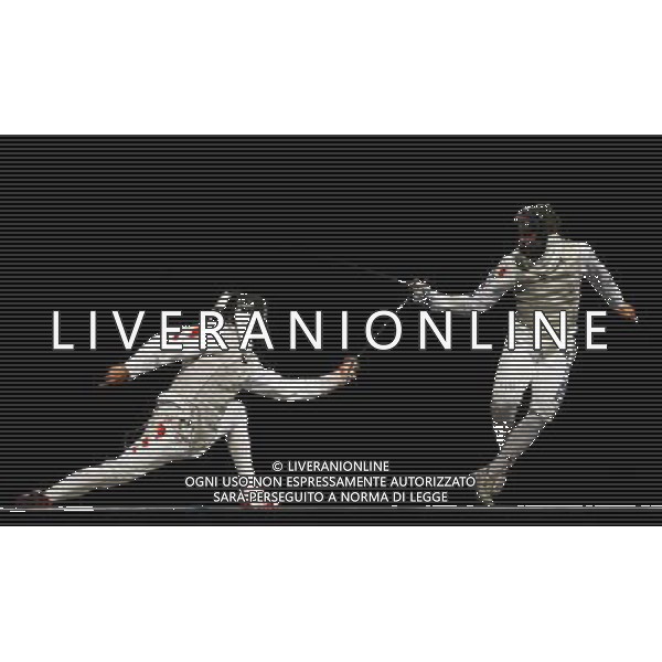 Pechino -08-2008 Giochi Olimpici Pechino Beijing 2008 finali scherma nella foto sanzo salvatore (ITA) e zhu jun (CHI) a fine gara ph marco luzzani/ag aldo liverani s.a.s. 