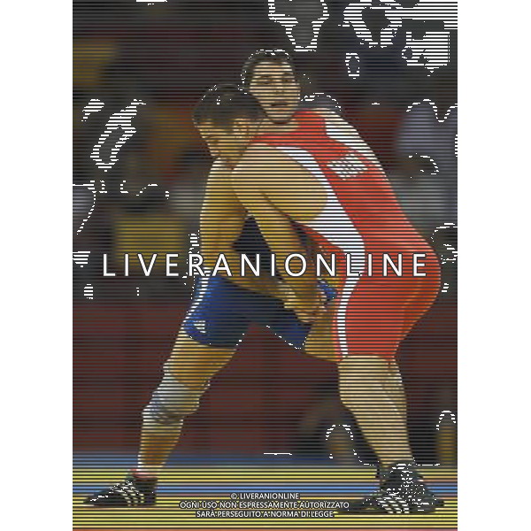 Pechino 14-08-2008 Giochi Olimpici Pechino Beijing 2008 lotta greco romana 84 kg nella foto andrea minguzzi (ITA) oro e fodor zoltan (HUN) ph marco luzzani/ag aldo liverani s.a.s.