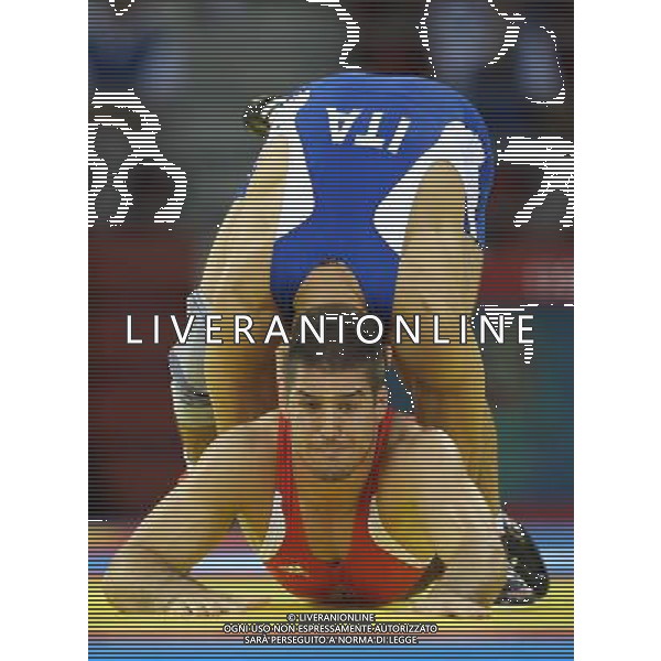 Pechino 14-08-2008 Giochi Olimpici Pechino Beijing 2008 lotta greco romana 84 kg nella foto andrea minguzzi (ITA) oro e fodor zoltan (HUN) ph marco luzzani/ag aldo liverani s.a.s.