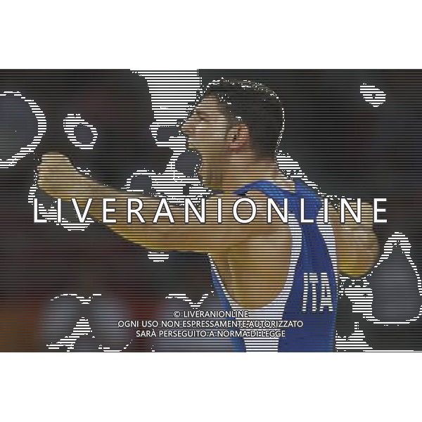 Pechino 14-08-2008 Giochi Olimpici Pechino Beijing 2008 lotta greco romana 84 kg nella foto andrea minguzzi (ITA) oro esulta dopo la vittoria ph marco luzzani/ag aldo liverani s.a.s.