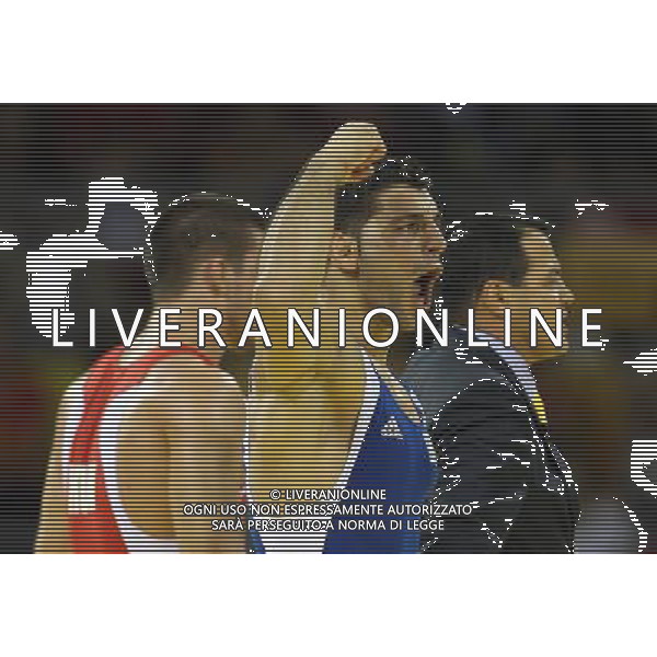 Pechino 14-08-2008 Giochi Olimpici Pechino Beijing 2008 lotta greco romana 84 kg nella foto andrea minguzzi (ITA) oro esulta dopo la vittoria ph marco luzzani/ag aldo liverani s.a.s.