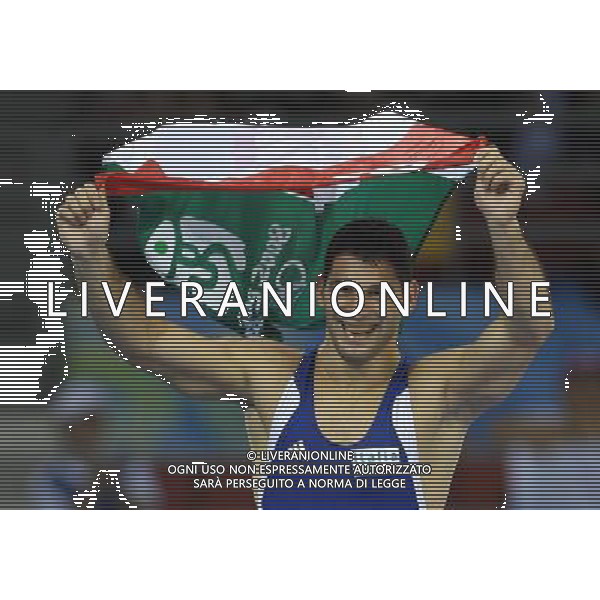 Pechino 14-08-2008 Giochi Olimpici Pechino Beijing 2008 lotta greco romana 84 kg nella foto andrea minguzzi (ITA) oro esulta dopo la vittoria ph marco luzzani/ag aldo liverani s.a.s.