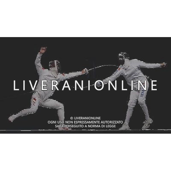 Pechino -08-2008 Giochi Olimpici Pechino Beijing 2008 scherma a squadre nella foto tagliariol matteo (ITA) e yin liachi (CHI) ph marco luzzani/ag aldo liverani s.a.s.