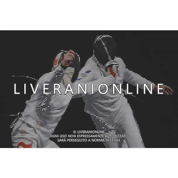 Pechino -08-2008 Giochi Olimpici Pechino Beijing 2008 scherma a squadre nella foto motyka tomasz (POL) e jeannet fabrice(FRA) ph marco luzzani/ag aldo liverani s.a.s.