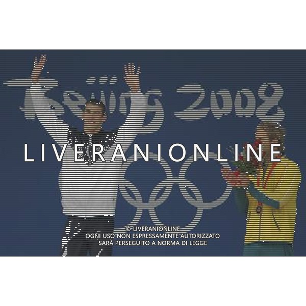 Pechino -08-2008 Giochi Olimpici Pechino Beijing 2008 finali nuoto nella foto michael phelps (usa) oro 100 m farfalla 7° oro ph marco luzzani/ag aldo liverani s.a.s.
