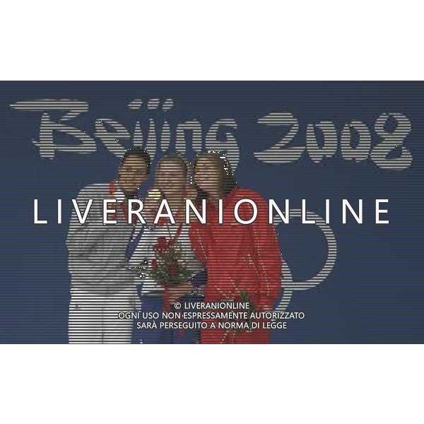 Pechino -08-2008 Giochi Olimpici Pechino Beijing 2008 finali nuoto nella foto filippi alessia (ITA) argento 800m stile libero, adlington reebecca (GBR) oro e friis lotte (DEN) bronzo ph marco luzzani/ag aldo liverani s.a.s.