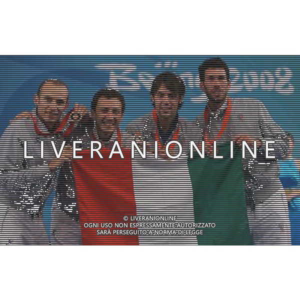 Pechino -08-2008 Giochi Olimpici Pechino Beijing 2008 scherma a squadre nella foto confalonieri diego, rota alfredo tagliariol matteo e carozzo stefano (ITA) ph marco luzzani/ag aldo liverani s.a.s.
