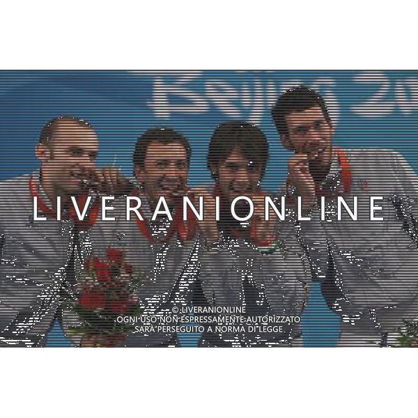 Pechino -08-2008 Giochi Olimpici Pechino Beijing 2008 scherma a squadre nella foto confalonieri diego, rota alfredo tagliariol matteo e carozzo stefano (ITA) ph marco luzzani/ag aldo liverani s.a.s.