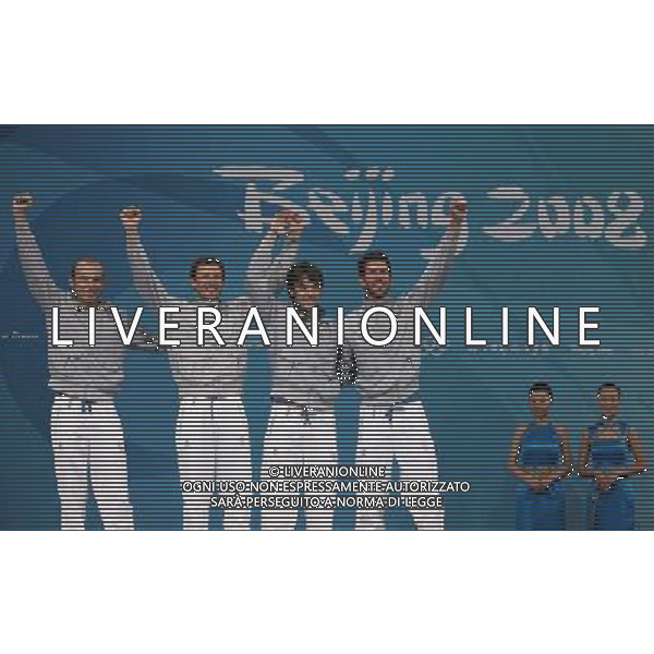 Pechino -08-2008 Giochi Olimpici Pechino Beijing 2008 scherma a squadre nella foto confalonieri diego, rota alfredo tagliariol matteo e carozzo stefano (ITA) ph marco luzzani/ag aldo liverani s.a.s.