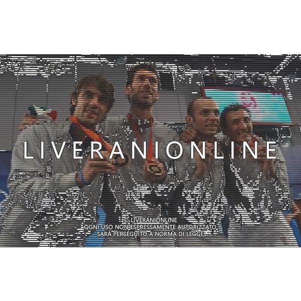 Pechino -08-2008 Giochi Olimpici Pechino Beijing 2008 scherma a squadre nella foto confalonieri diego, rota alfredo tagliariol matteo e carozzo stefano (ITA) ph marco luzzani/ag aldo liverani s.a.s.