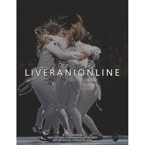 Pechino -08-2008 Giochi Olimpici Pechino Beijing 2008 finale bronzo fioretto squadre femminile nella foto italia esulta ph marco luzzani/ag aldo liverani s.a.s. 