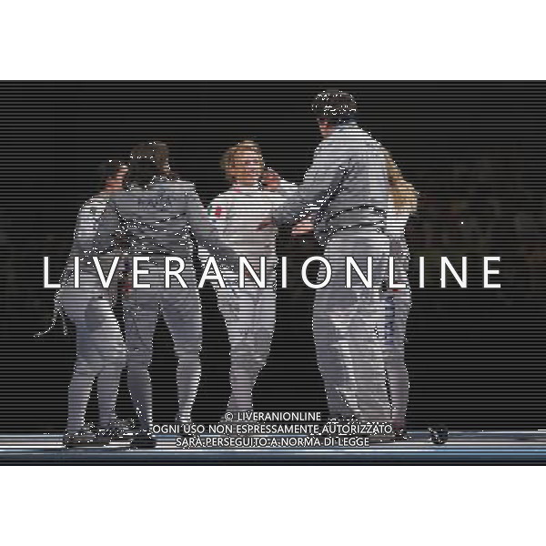 Pechino -08-2008 Giochi Olimpici Pechino Beijing 2008 finale bronzo fioretto squadre femminile nella foto italia esulta ph marco luzzani/ag aldo liverani s.a.s. 