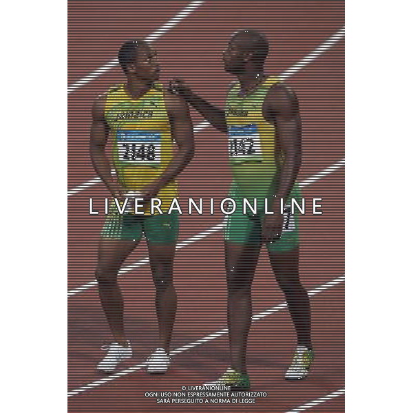 Pechino 16-08-2008 Giochi Olimpici Pechino Beijing 2008 finale 100 m uomini nella foto powell asafa (JAM) e frater michael (JAM) ph marco luzzani/ag aldo liverani s.a.s.