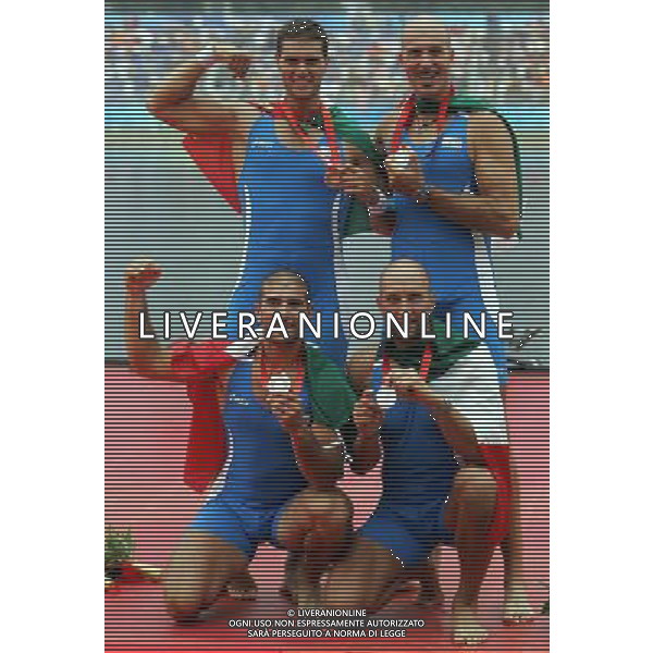Pechino 17-08-2008 Giochi Olimpici Pechino Beijing 2008 canottagio 4x nella foto agamennoni luca, venier simone, galtarossa rossano e raineri simone (ITA) argento ph marco luzzani/ag aldo liverani s.a.s.