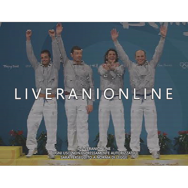 Pechino -08-2008 Giochi Olimpici Pechino Beijing 2008 premiazione scherma squadre uomini nella foto aldo montano, occhiuzzi diego, pastore giampiero e tarantino luigi (ITA) bronzo ph marco luzzani/ag aldo liverani s.a.s.