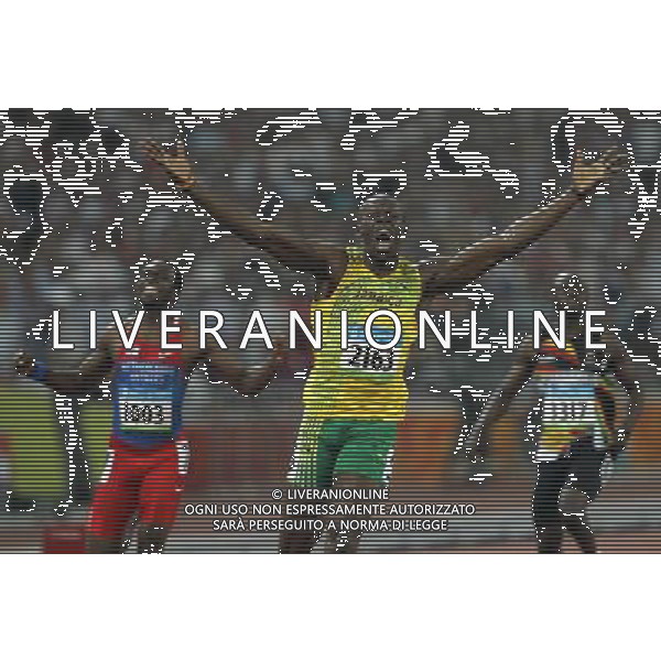 Pechino 20-08-2008 Giochi Olimpici Pechino Beijing 2008 atletica finale 200 m uomini nella foto usain bolt (JAM) oro e record del mondo sui 200 m maschili ph marco luzzani/ag aldo liverani s.a.s.