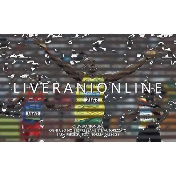 Pechino 20-08-2008 Giochi Olimpici Pechino Beijing 2008 atletica finale 200 m uomini nella foto usain bolt (JAM) oro e record del mondo sui 200 m maschili ph marco luzzani/ag aldo liverani s.a.s.