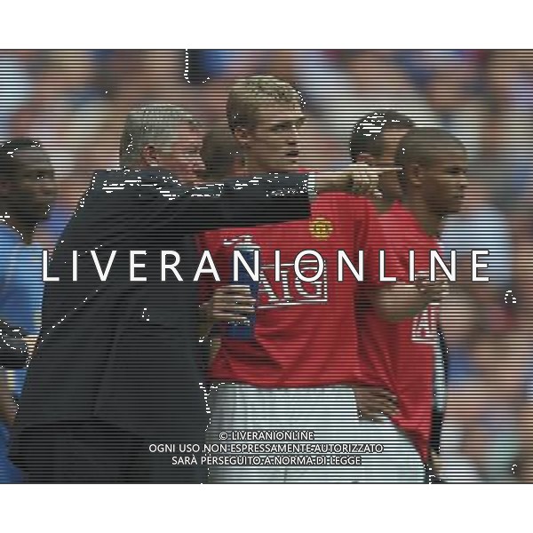 Manchester United v Portsmouth, FA Community Shield. Wembley Stadium. London. UK. 10/8/08 NELLA FOTO Darren Fletcher Sir Alex Ferguson FOTO IPS-AG ALDO LIVERANI ONLY ITALY 