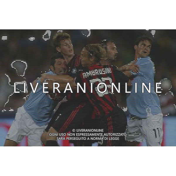 Trofeo Birra Moretti Napoli-21-08-2008 Napoli - Milan Nella foto: christan maggio e montervino fermati in area da Favalli e ambrosini ©Alessandro Falzone/Press Photo/Ag. Aldo Liverani 