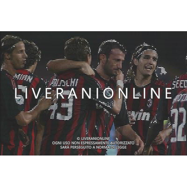 Trofeo Birra Moretti Napoli-21-08-2008 Napoli - Milan Nella foto: abbracci esultanza dopo il gol di alberto paloschi ©Alessandro Falzone/Press Photo/Ag. Aldo Liverani 